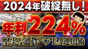【FX自動売買】2024年破綻無し・EUR/USDペアEAの運用設定公開・堅実に年利224%・MT4